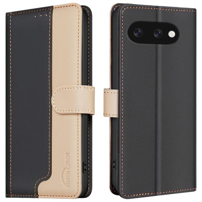 BINFEN COLOR - BINFEN COLOR BF33 för Google Pixel 9a Fodral Äkta läder - Svart