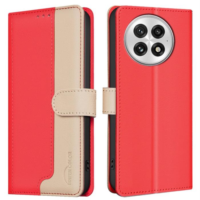 BINFEN COLOR - BINFEN COLOR BF33 för OnePlus 13 Fodral Äkta läder - Röd