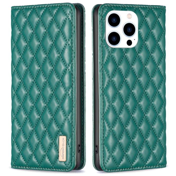BINFEN COLOR - BINFEN COLOR BF Style-16 iPhone 16 Pro Max Fodral PU Läder - Grön