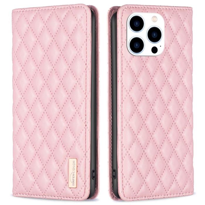 BINFEN COLOR - BINFEN COLOR BF Style-16 iPhone 16 Pro Max Fodral PU Läder - Pink