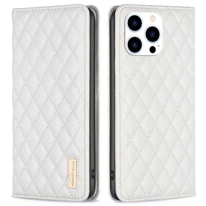 BINFEN COLOR - BINFEN COLOR BF Style-16 iPhone 16 Pro Max Fodral PU Läder - Vit