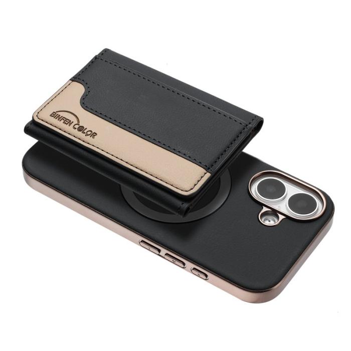 BINFEN COLOR - BINFEN iPhone 16 Fodral Äkta läder - Svart