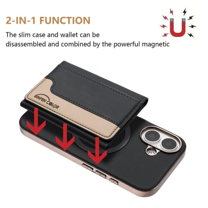 BINFEN COLOR - BINFEN iPhone 16 Fodral Äkta läder - Svart