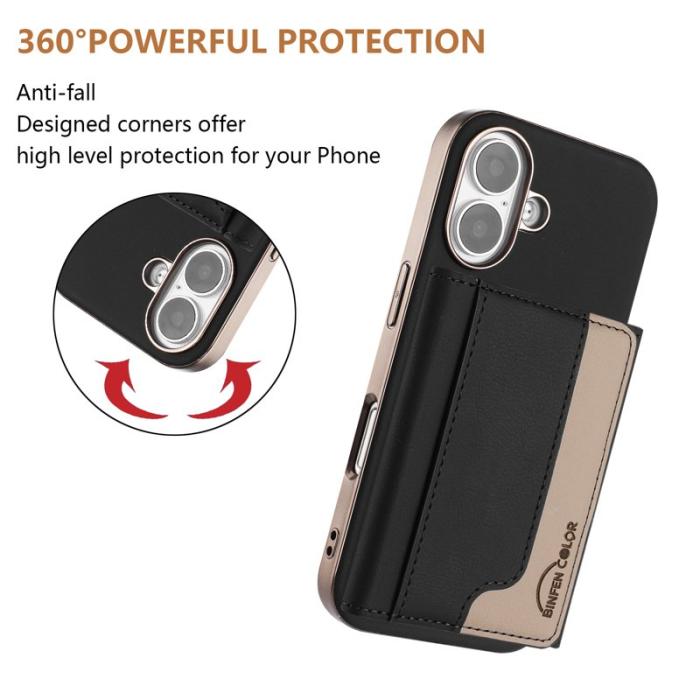 BINFEN COLOR - BINFEN iPhone 16 Fodral Äkta läder - Svart