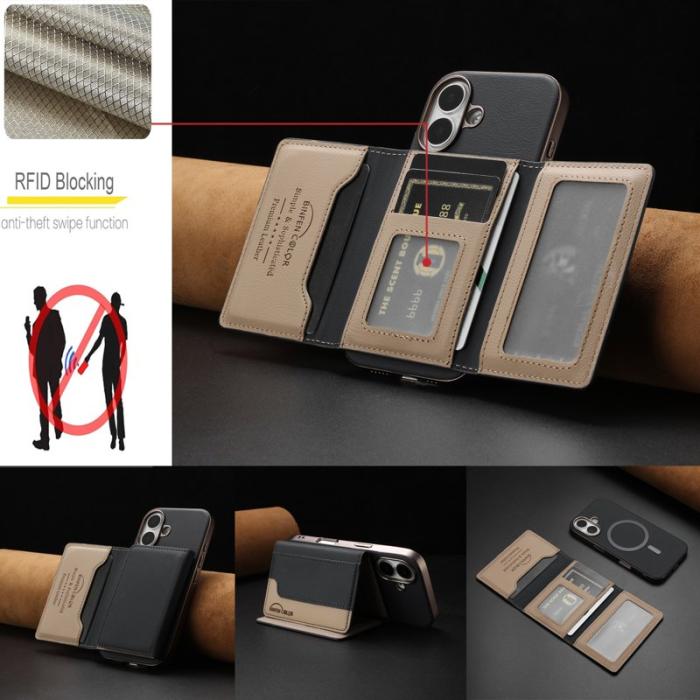 BINFEN COLOR - BINFEN iPhone 16 Fodral Äkta läder - Svart