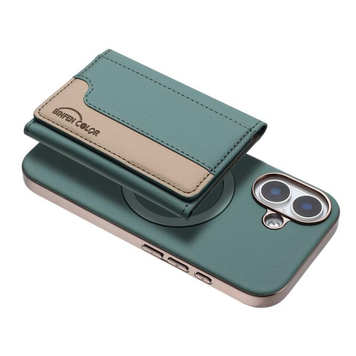 BINFEN COLOR - BINFEN iPhone 16 Fodral BF37 Äkta läder - Grön
