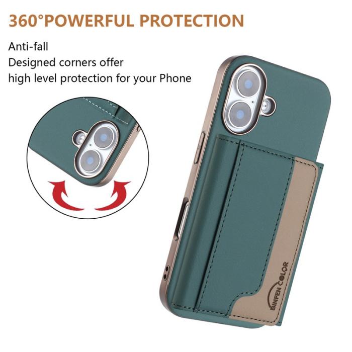 BINFEN COLOR - BINFEN iPhone 16 Fodral BF37 Äkta läder - Grön