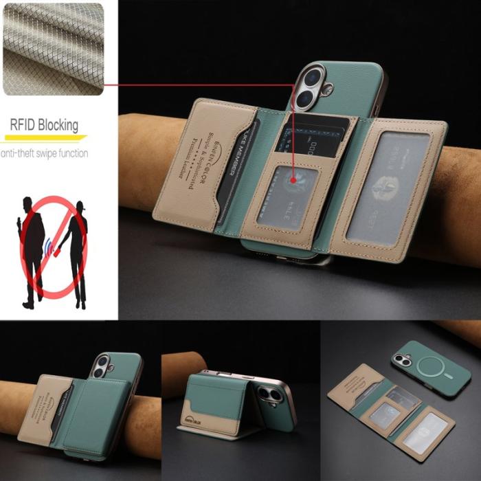 BINFEN COLOR - BINFEN iPhone 16 Fodral BF37 Äkta läder - Grön