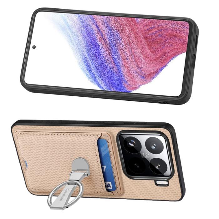 CASENEO - CASENEO C1-9 för Xiaomi 15 Fodral Kickstand Äkta läder - Khaki