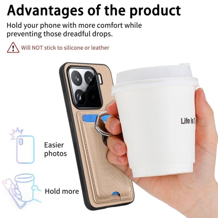 CASENEO - CASENEO C1-9 för Xiaomi 15 Fodral Kickstand Äkta läder - Khaki