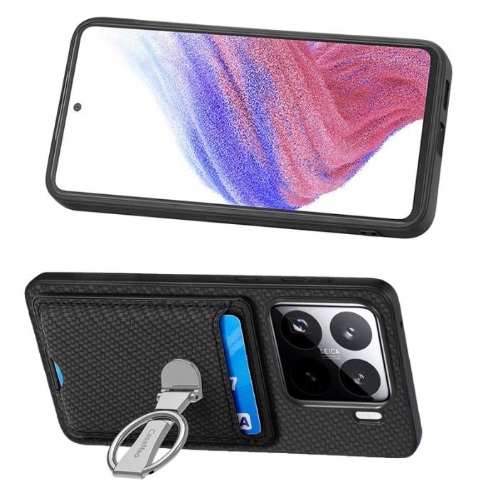 CASENEO - CASENEO C1-9 för Xiaomi 15 Fodral Kickstand Äkta läder - Svart