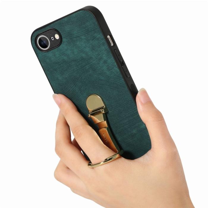 CASENEO - CASENEO D22 för iPhone 16e Fodral Fällbart Retro Läder - Grön