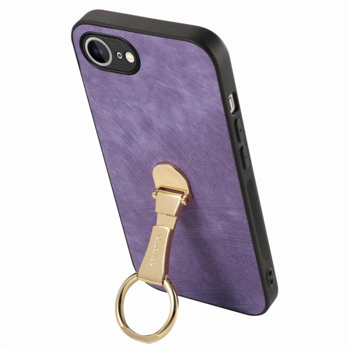 CASENEO - CASENEO D22 iPhone 16e Fodral Fällbart Kickstand Äkta Läder - Lila
