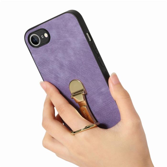 CASENEO - CASENEO D22 iPhone 16e Fodral Fällbart Kickstand Äkta Läder - Lila
