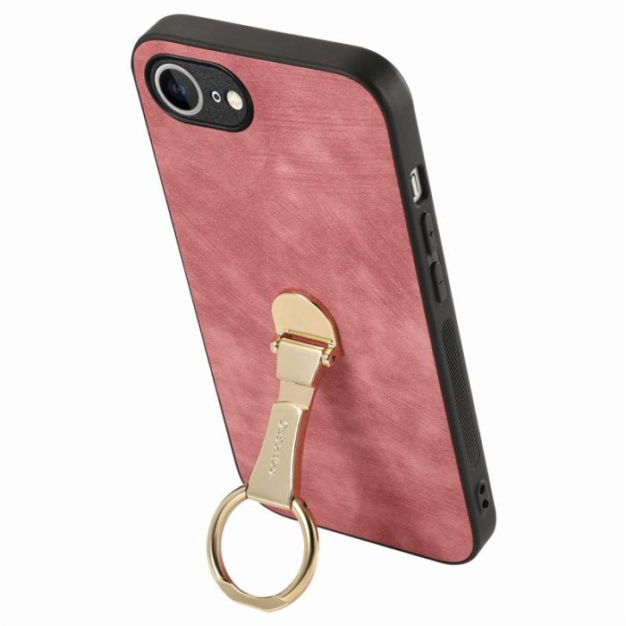 CASENEO - CASENEO D22 iPhone 16e Fodral Fällbart Kickstand Äkta Läder - Rosa