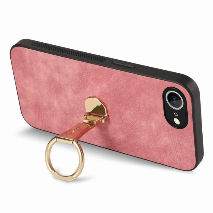 CASENEO - CASENEO D22 iPhone 16e Fodral Fällbart Kickstand Äkta Läder - Rosa