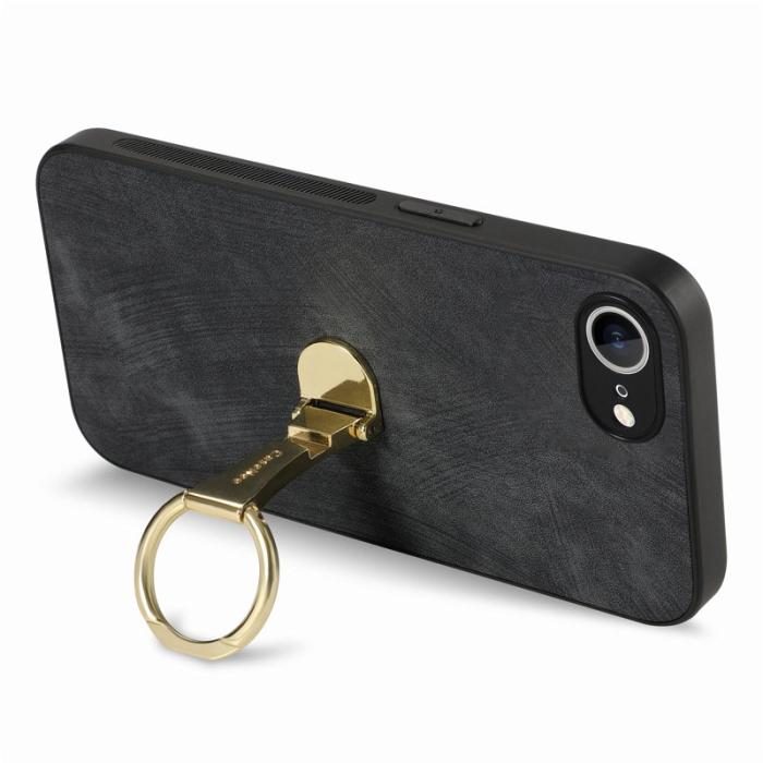 CASENEO - CASENEO D22 iPhone 16e Fodral Fällbart Kickstand Äkta Läder - Svart