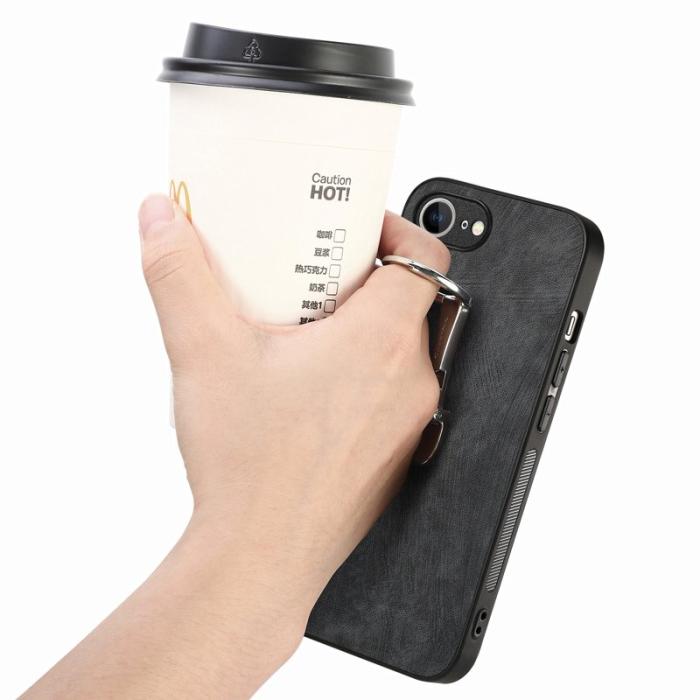 CASENEO - CASENEO D22 iPhone 16e Fodral Fällbart Kickstand Äkta Läder - Svart