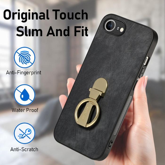 CASENEO - CASENEO D22 iPhone 16e Fodral Fällbart Kickstand Äkta Läder - Svart