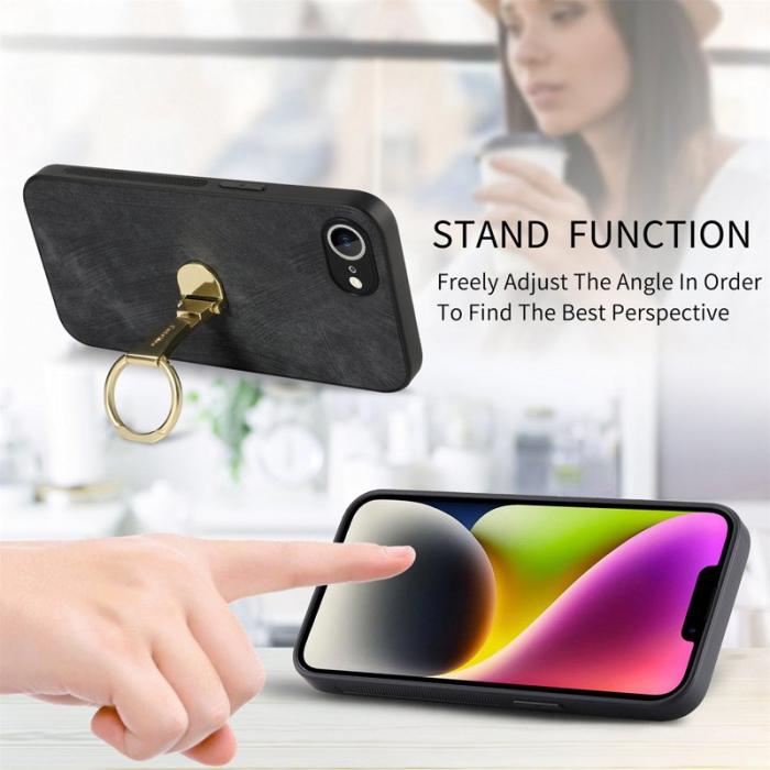 CASENEO - CASENEO D22 iPhone 16e Fodral Fällbart Kickstand Äkta Läder - Svart