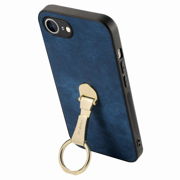 CASENEO - CASENEO D22 iPhone 16e Fodral Fällbart Kickstand Retro Läder - Blå