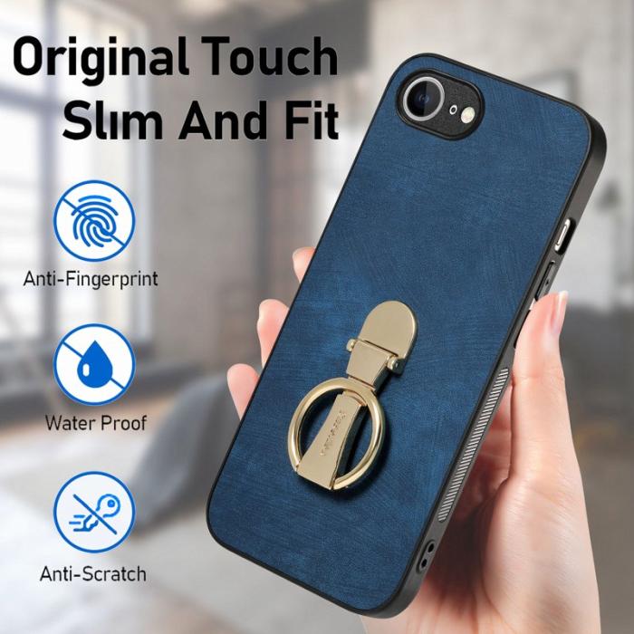 CASENEO - CASENEO D22 iPhone 16e Fodral Fällbart Kickstand Retro Läder - Blå