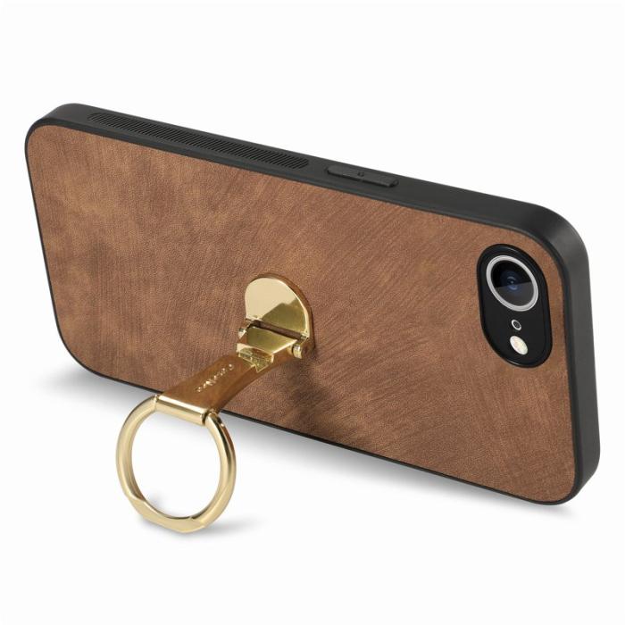 CASENEO - CASENEO D22 iPhone 16e Fodral Fällbart Ställ Retro Läder - Brun