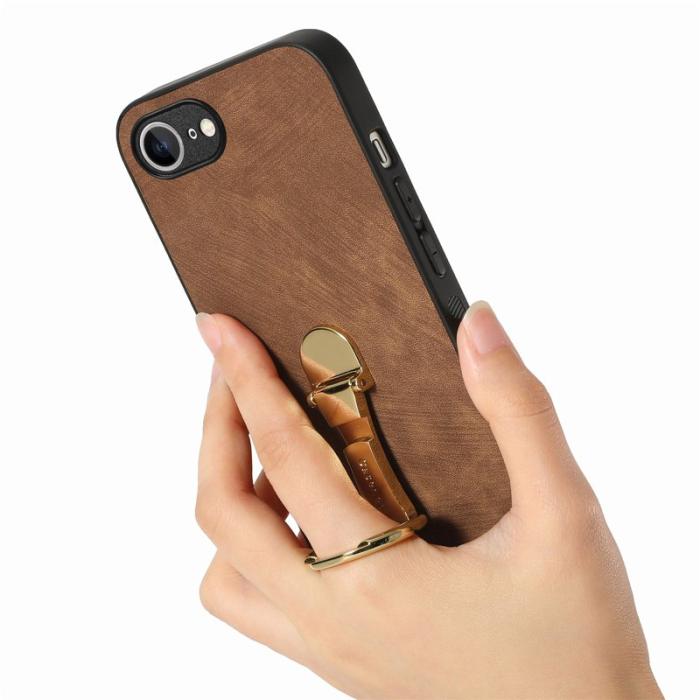 CASENEO - CASENEO D22 iPhone 16e Fodral Fällbart Ställ Retro Läder - Brun