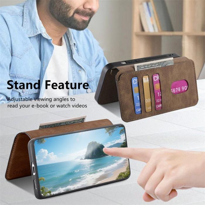 CASENEO - CASENEO För Nothing Phone (3a) Magnetiskt Plånboksfodral Konstläder - Brun