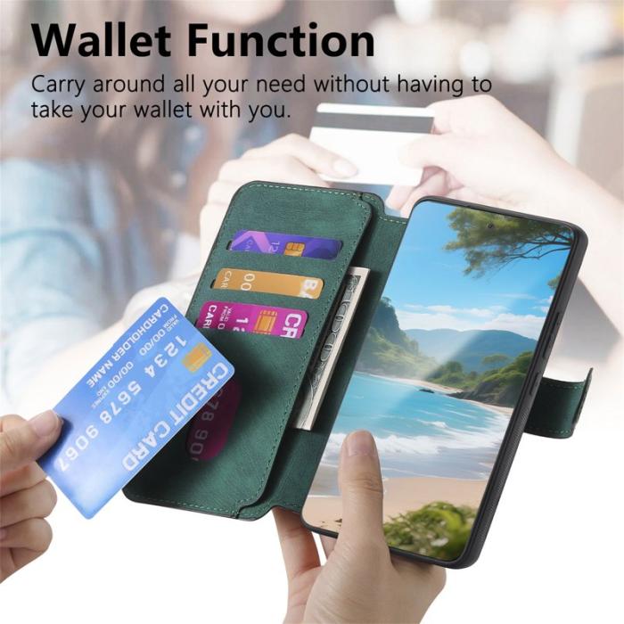 CASENEO - CASENEO För Nothing Phone (3a) Magnetiskt Plånboksfodral Konstläder - Grön