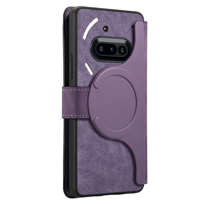 CASENEO - CASENEO För Nothing Phone (3a) Magnetiskt Fodral Äkta Läder - Lila