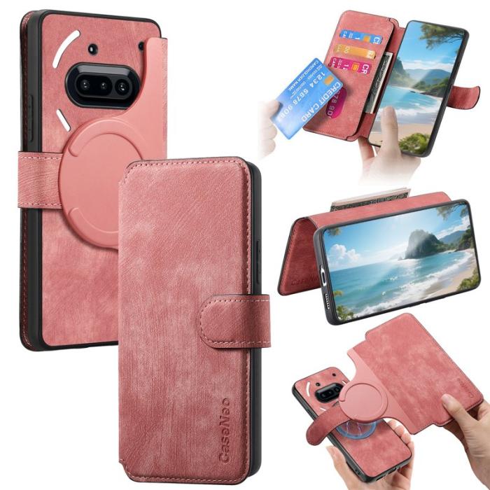 CASENEO - CASENEO För Nothing Phone (3a) Magnetiskt Fodral Äkta Läder - Rosa