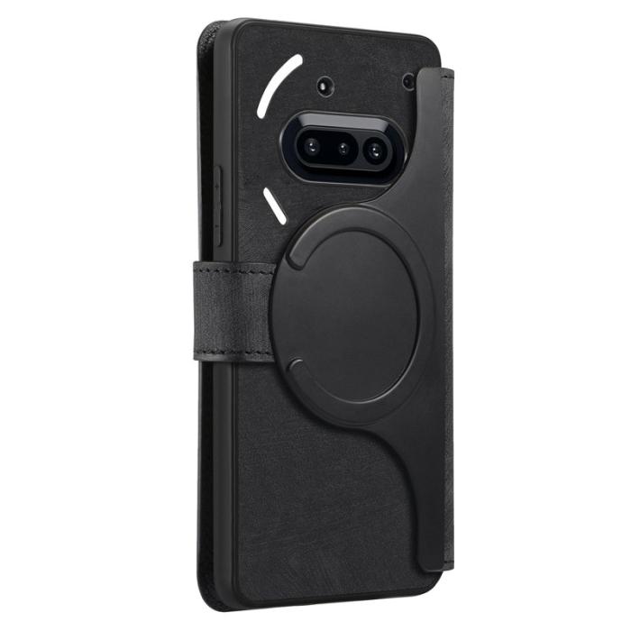 CASENEO - CASENEO För Nothing Phone (3a) Magnetiskt Fodral Äkta Läder - Svart