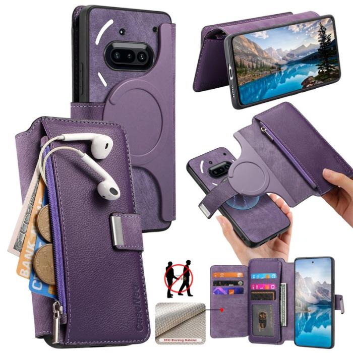 CASENEO - CASENEO Fodral för Nothing Phone (3a) - Äkta läder - Lila