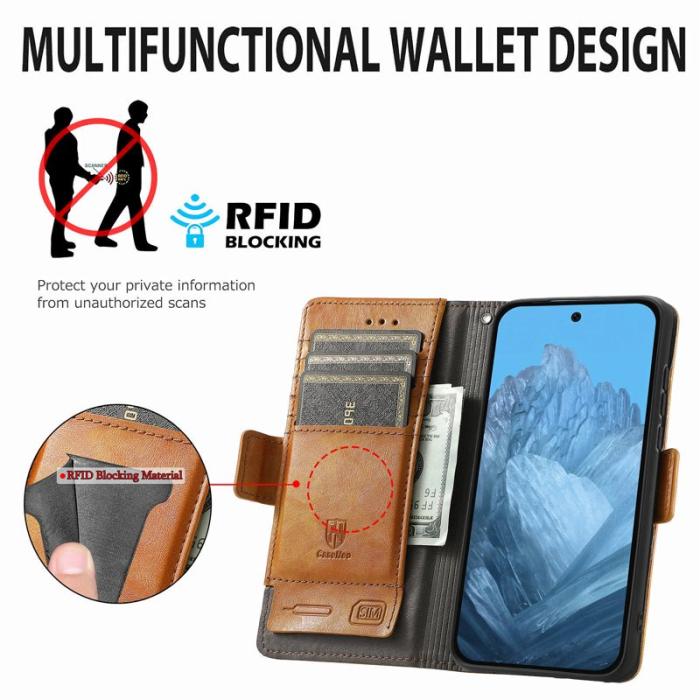 CASENEO - CASENEO Google Pixel 10 Pro Skal PU Läder - Ljusbrun