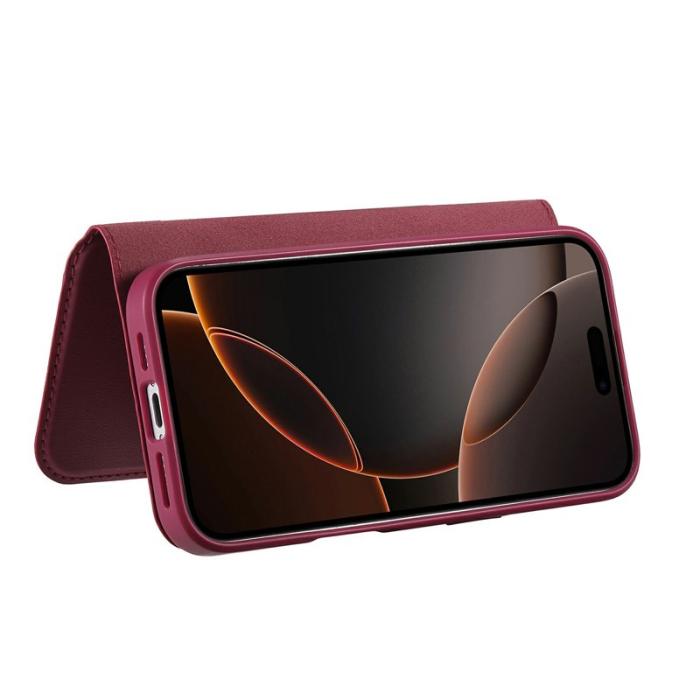 CASENEO - CASENEO iPhone 14 Fodral RFID Blocking Äkta läder - Röd