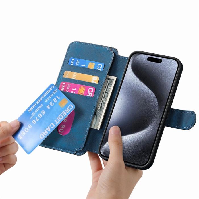 CASENEO - CASENEO iPhone 14 Pro Max Fodral Äkta läder - Mörkblå