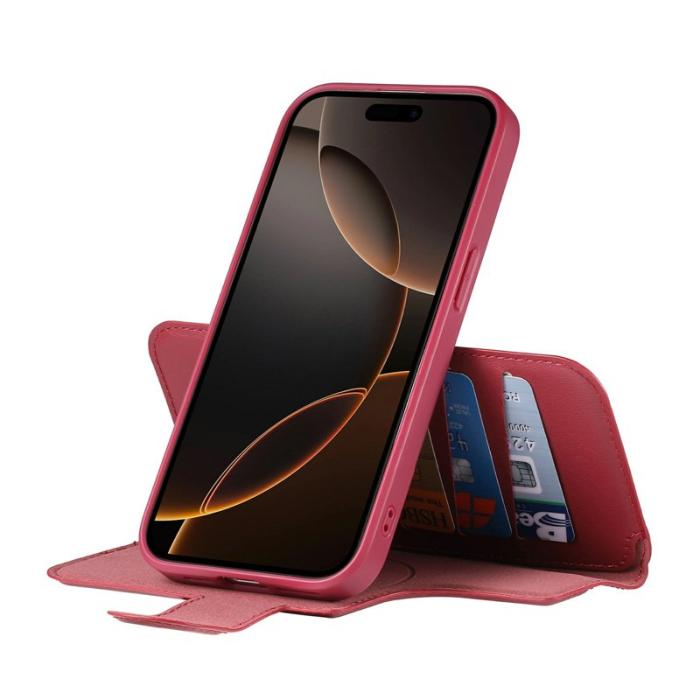 CASENEO - CASENEO iPhone 14 Pro Max Plånboksfodral Konstläder - Röd