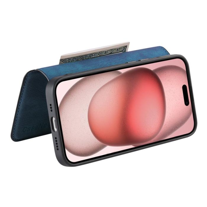 CASENEO - CASENEO iPhone 15 Fodral Äkta läder - Mörkblå
