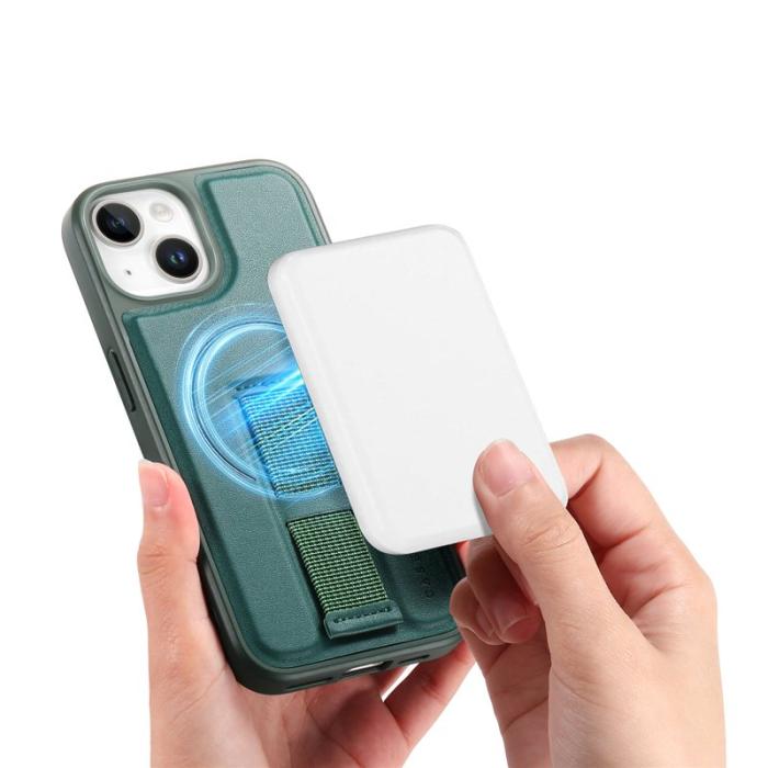 CASENEO - CASENEO iPhone 15 Fodral Magnetiskt PU Läder - Grön