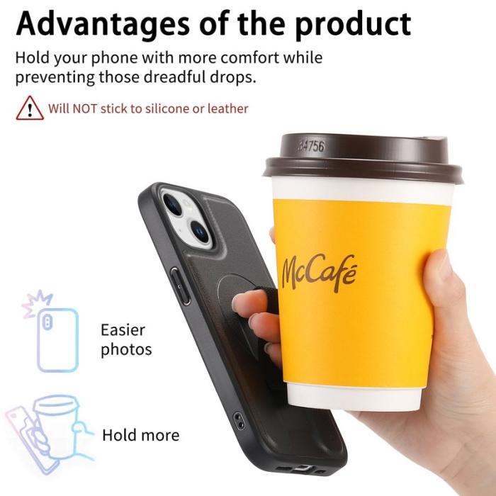 CASENEO - CASENEO iPhone 15 Fodral Magnetiskt PU Läder - Svart