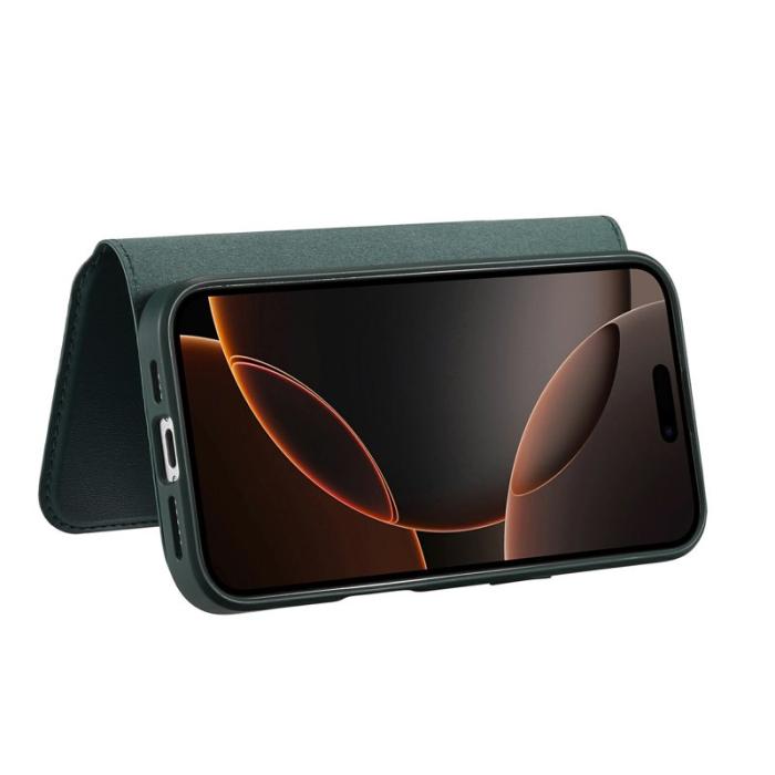 CASENEO - CASENEO iPhone 15 Fodral Magnetiskt RFID-skydd Konstläder - Grön