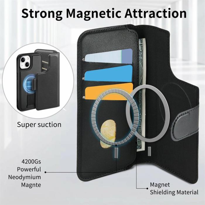 CASENEO - CASENEO iPhone 15 Fodral RFID Blocking Äkta läder - Svart