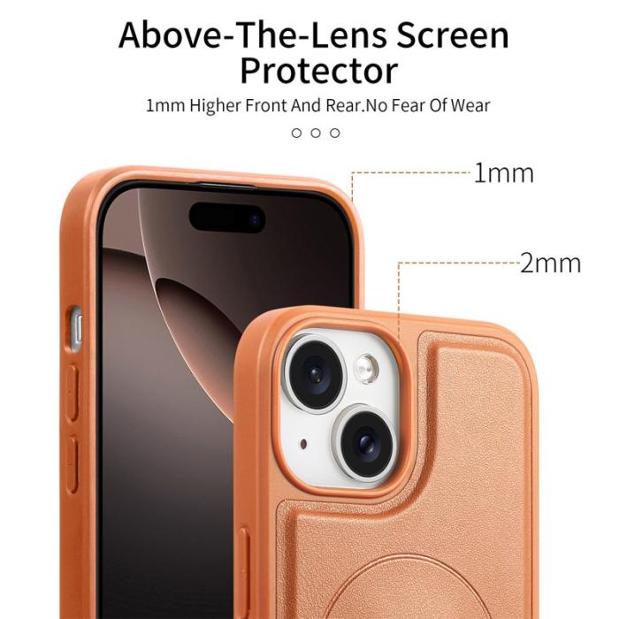 CASENEO - CASENEO iPhone 15 Plus / 14 Plus Fodral - KonstLäder - Brun