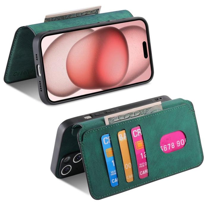 CASENEO - CASENEO iPhone 15 Plus Fodral Äkta läder - Grön
