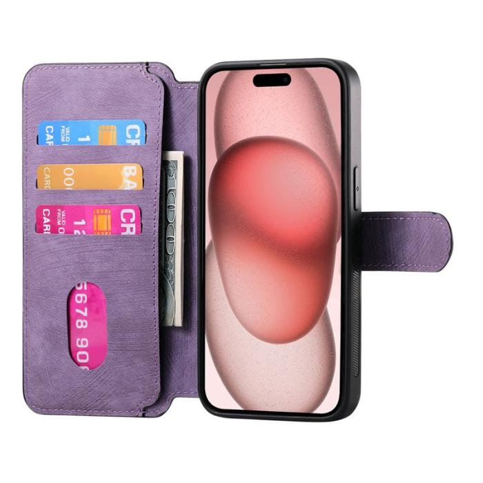 CASENEO - CASENEO iPhone 15 Plus Fodral Äkta läder - Lila
