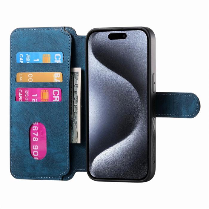 CASENEO - CASENEO iPhone 15 Pro Fodral Äkta läder - Mörkblå