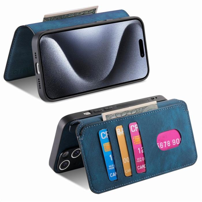 CASENEO - CASENEO iPhone 15 Pro Fodral Äkta läder - Mörkblå