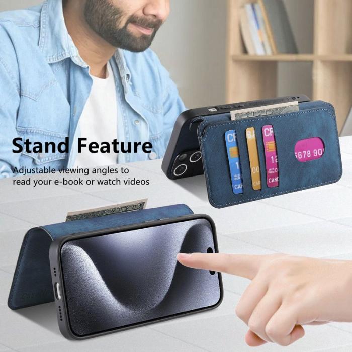 CASENEO - CASENEO iPhone 15 Pro Fodral Äkta läder - Mörkblå