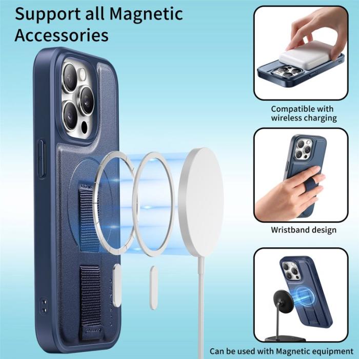 CASENEO - CASENEO iPhone 15 Pro Fodral Magnetiskt PU Läder - Blå